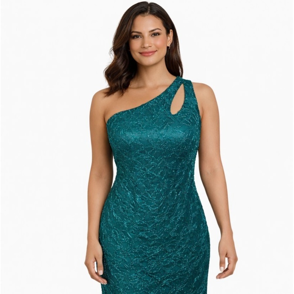 New with‎ tags! BCX Size 1 Emerald Green One Shoulder Lace Cut Out Mini Bodycon